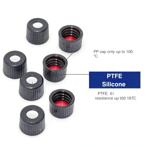 ALWSCI HPLC LC 8-425 Vial Caps Black PTFE Silicone Septa 1000pcs-1