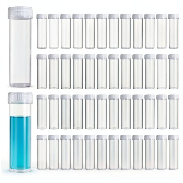 50 Pcs 7 ML Plastic Vials with Caps, Clear Liquid Vials with Screw Caps Lab Sample Vials Tiny Containers with Lids for Small Items Liquid Spice-0