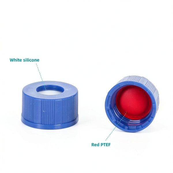 30Pcs 2ML Autosampler Vials, HPLC Vial, 9-425 Glass Vial, Screw Caps, Writing Patch, Graduation, Red PTFE and White Silicone Septa. (Clear)-2