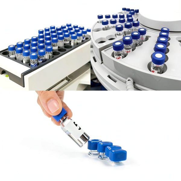 30Pcs 2ML Autosampler Vials, HPLC Vial, 9-425 Glass Vial, Screw Caps, Writing Patch, Graduation, Red PTFE and White Silicone Septa. (Clear)-5
